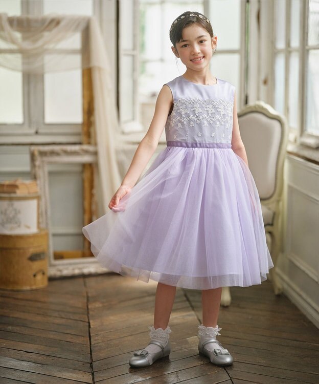 組曲 KIDS 【110-140㎝】ケープセット ドレス ラベンダー