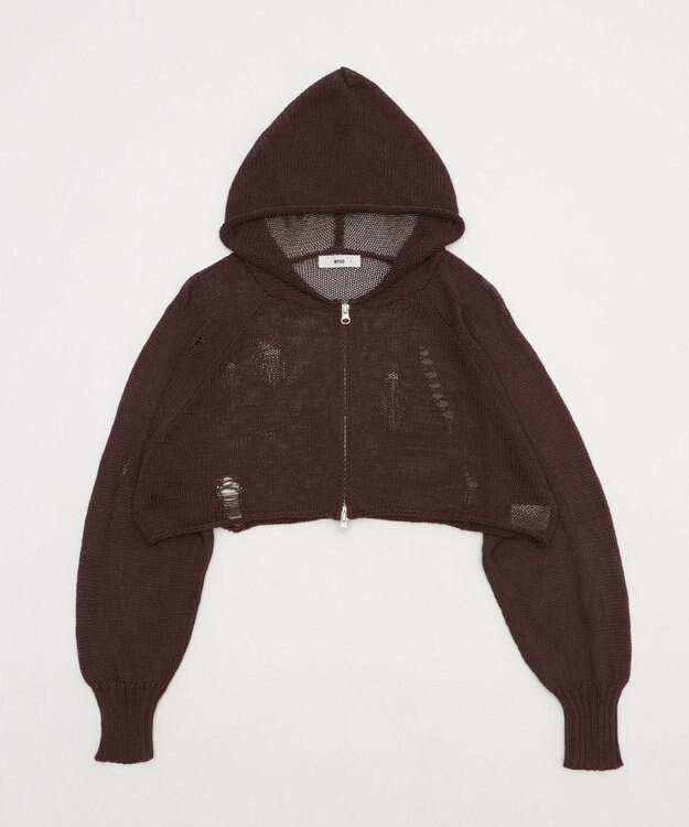 WEGO ダメージメッシュショートパーカー ブラック