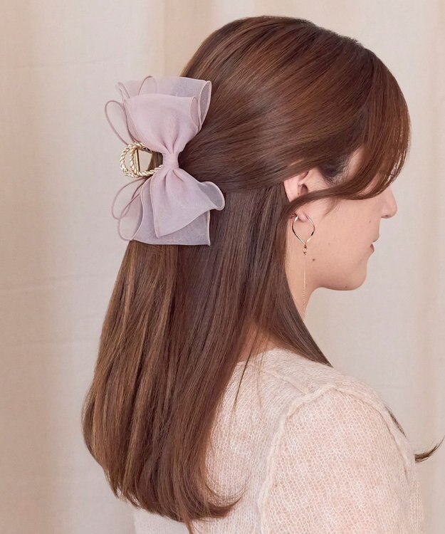 Phoebe ボリュームオーガンジーリボンバンスクリップ　ピンク ピンク