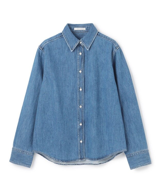 BEIGE， 【洗える・BAILA 11月号掲載】MARKEL / ボウタイ付きシャツカラーデニムシャツ L.Indigo