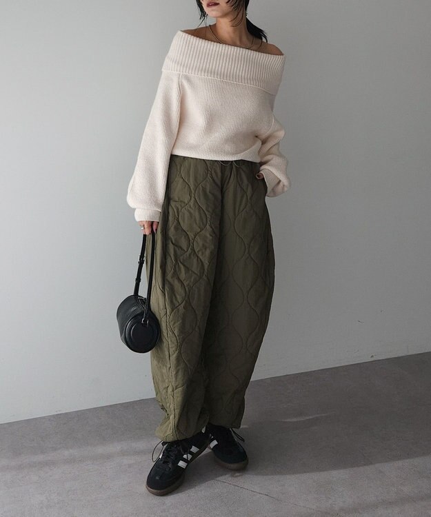 Green Parks オフショルダーニット Off White