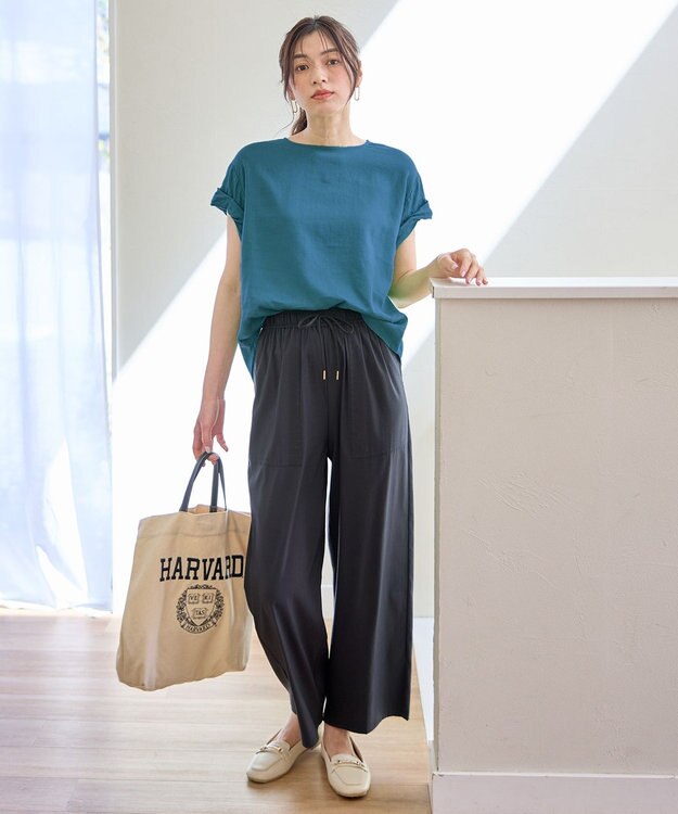 ANY 【新色追加/洗濯機可/ウエストゴム/接触冷感/UVケア/6色展開】清涼リラックスパンツ チャコール