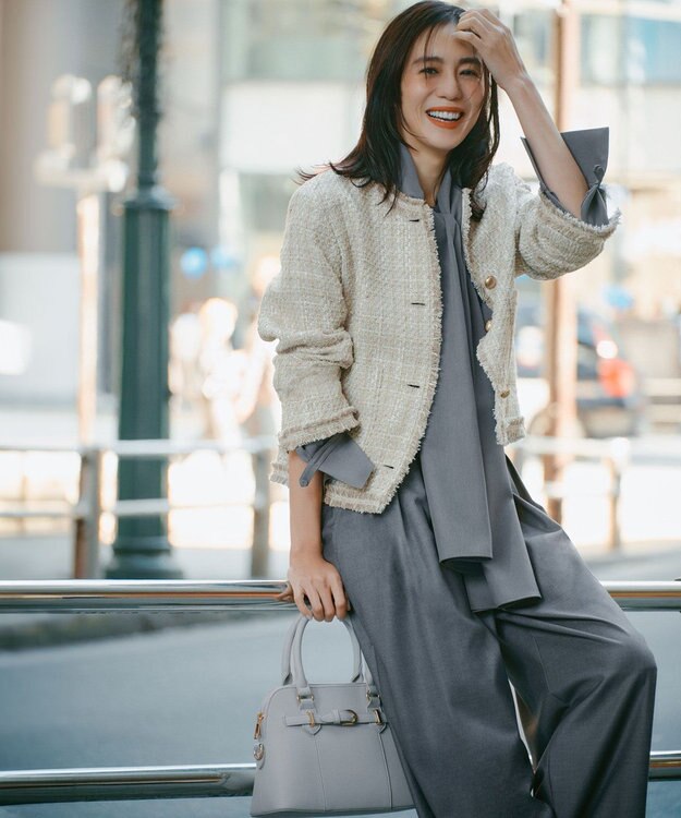 #Newans 【洗濯機可/しわになりにくい】ベリーワイドパンツ チャコール