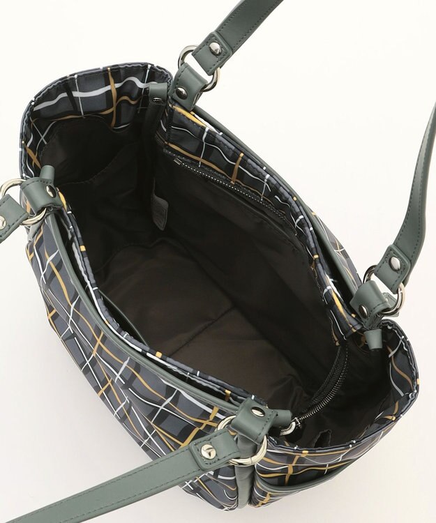 Y'SACCS ドローイングチェックトートバッグ グレー