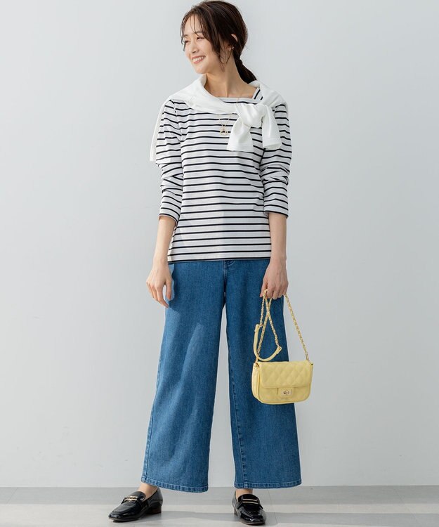 組曲 L ライトデニム セミワイドパンツ ライトインディゴ系