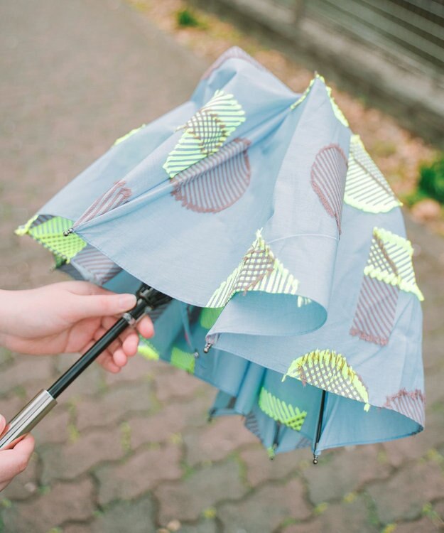 POLS 【POLS DOT】折りたたみ晴雨兼用日傘 サックス