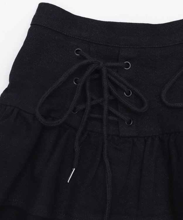 WEGO レースアップティアードミニスカパン ブラック