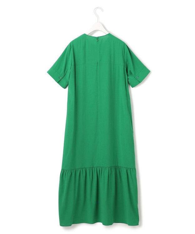 ICB L 【接触冷感・UVカット・洗える】 T/Rドライリネン ワンピース グリーン系