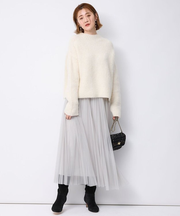 23区 【洗える】チュール プリーツ スカート グレイッシュベージュ