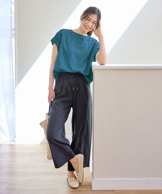 ANY 【新色追加/洗濯機可/ウエストゴム/接触冷感/UVケア/6色展開】清涼リラックスパンツ チャコール