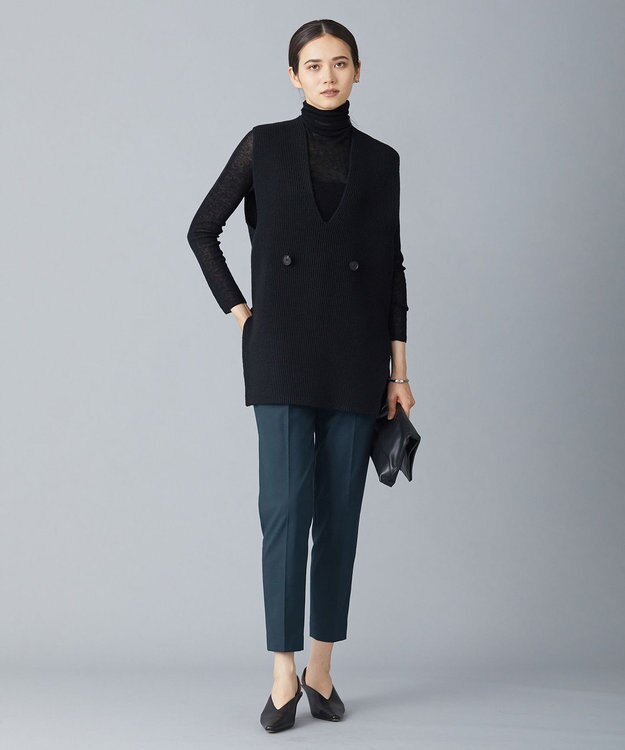 ICB 【洗える】シアーウール タートルニット ブラック系