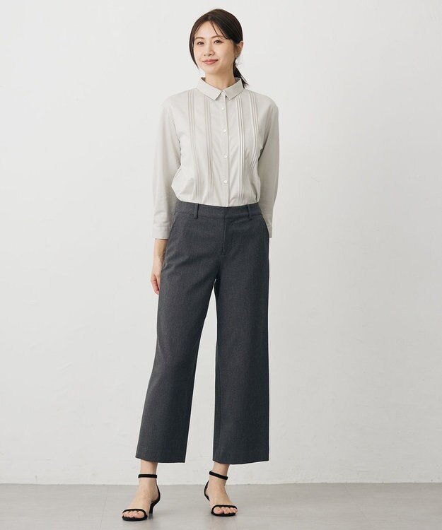 J.PRESS LADIES 【WEB限定カラーあり】T/Rアルガンシルク ワイド パンツ ライトグレー系