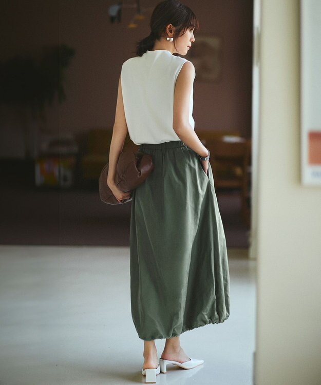 23区 L 【洗える/吊り干しOK】ヴィスコースストレッチ ノースリーブ ニット ホワイト系