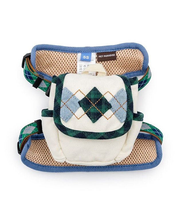 PET PARADISE ペットパラダイス リュックハーネス 《アーガイル柄》 ３Ｓ ホワイト