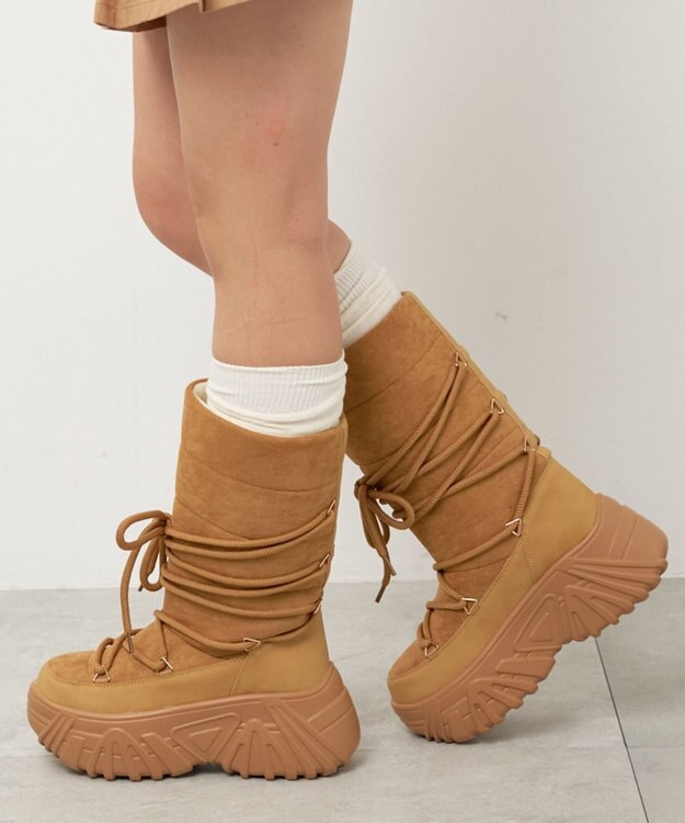 WEGO レースアップパテッドブーツ キャメル