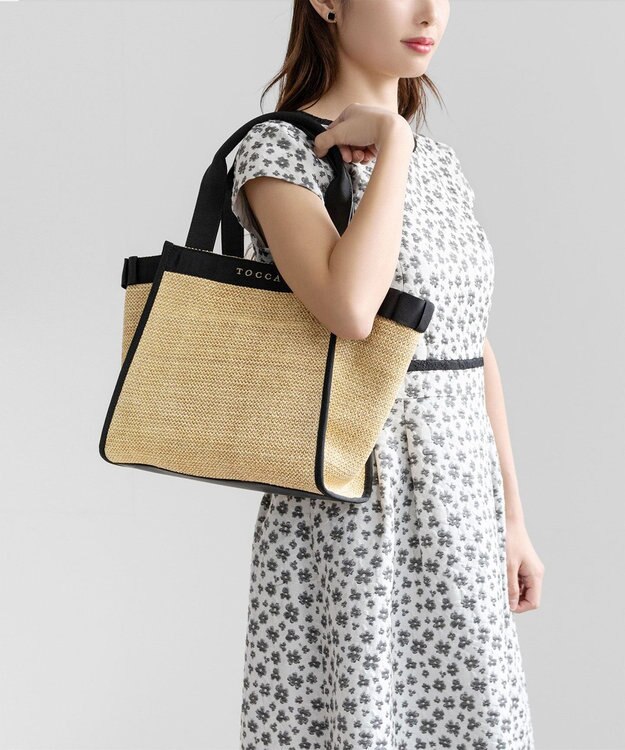 TOCCA SIDE RIBBON BASKET かごバッグ ベージュ系