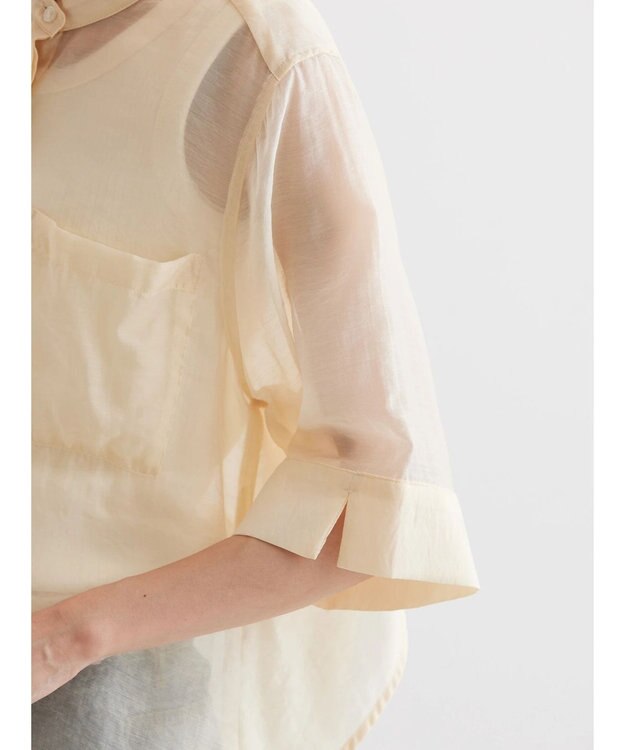 AMERICAN HOLIC シアーバックフレアＷポケットシャツチュニック Ivory