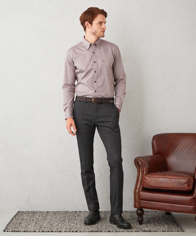 JOSEPH ABBOUD 【快適な着心地/イージーケア】ジャージーシャツ ワイン系7