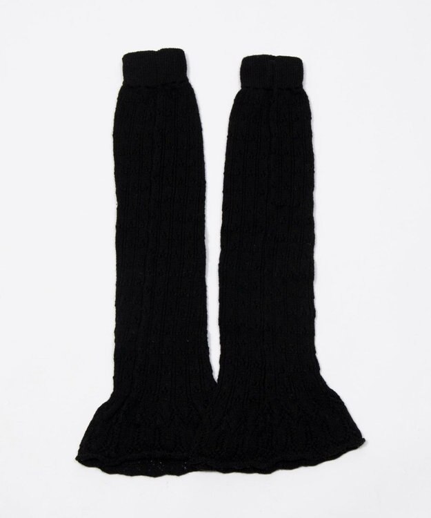 WEGO 透かし編みフリルレッグカバー ブラック