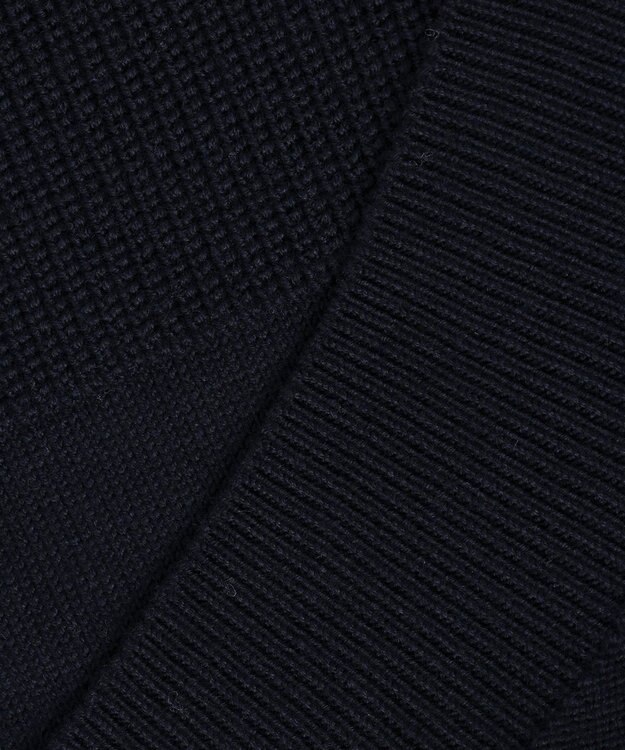 23区 【洗える】ウールコード モックネック 切り替え編み ニット ダークネイビー系