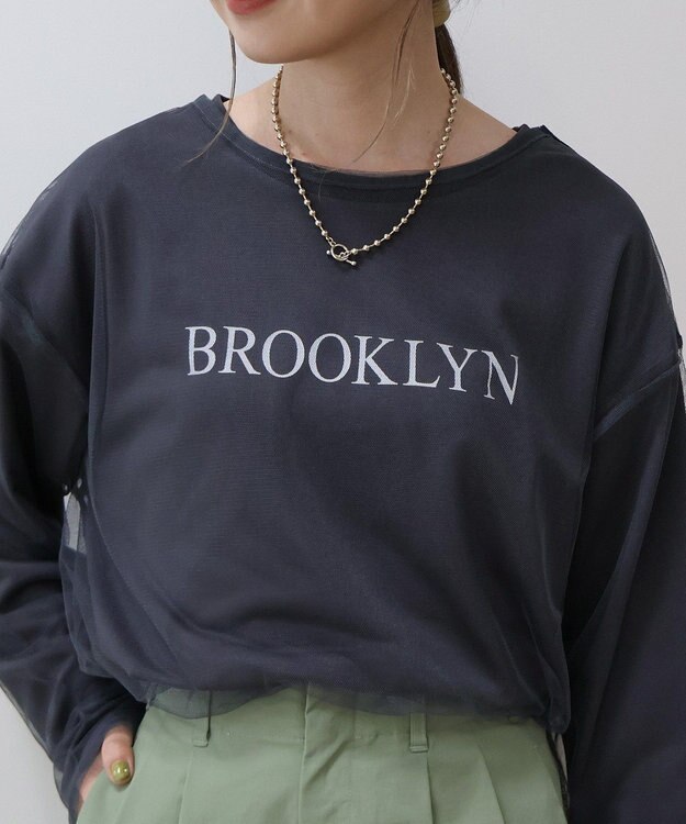 AMERICAN HOLIC ＳＥＴ　チュールＴ＋ロゴＴ Charcoal Gray