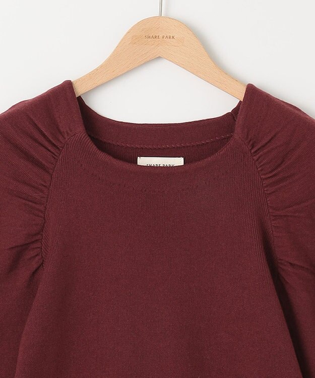 SHARE PARK LADIES ギャザースリーブプルオーバー ボルドー