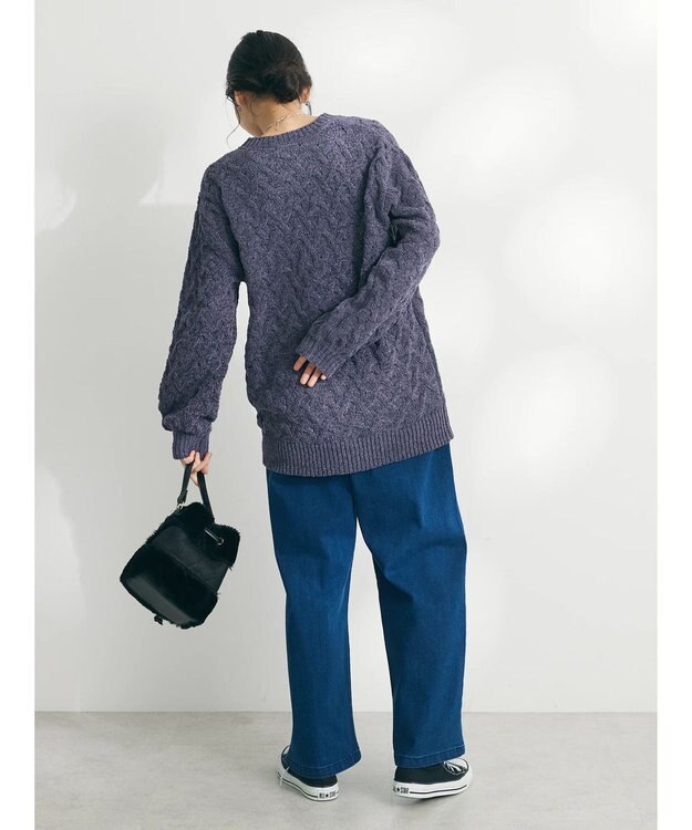 CRAFT STANDARD BOUTIQUE 洗えるモールケーブルニットチュニック Purple