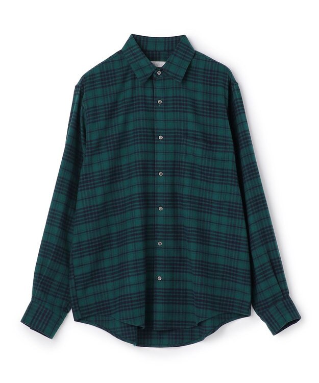 UNFILO MENS 【男女兼用】クリーンチェック ネルシャツ グリーンチェック