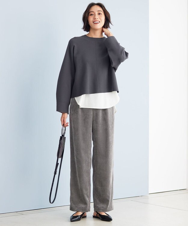 自由区 【洗える】ブラウスライクジャージー カットソー オフ