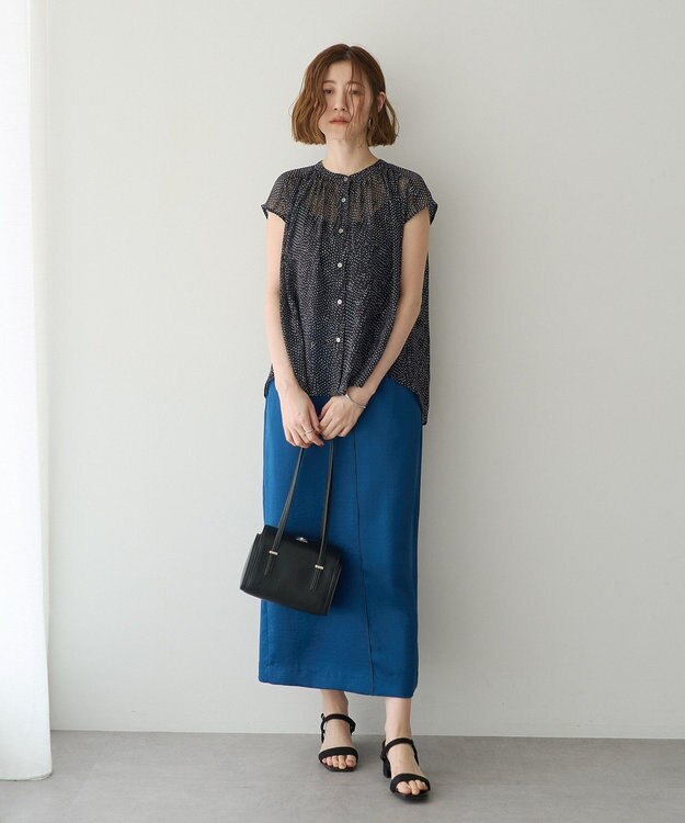 YECCA VECCA シアードット柄ブラウス Black