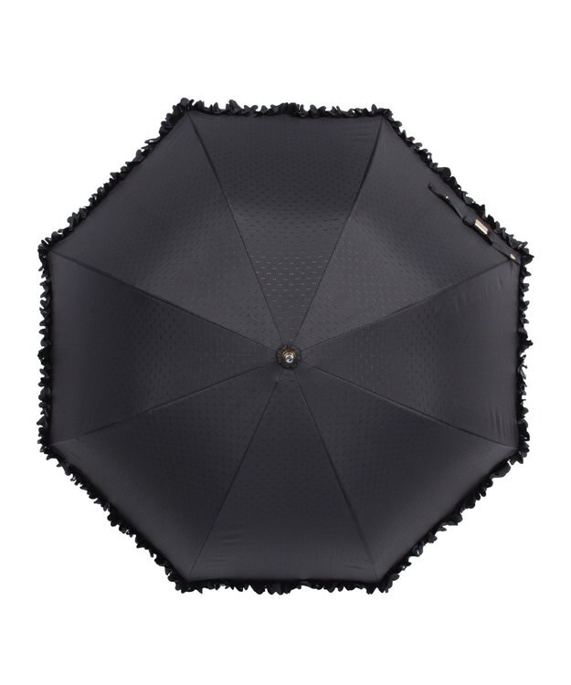 MOONBAT 【晴雨兼用日傘】LANVIN en Bleu (ランバン オン ブルー) 長傘 ドビーフリル 遮光 遮熱 UV ブラック（無地）