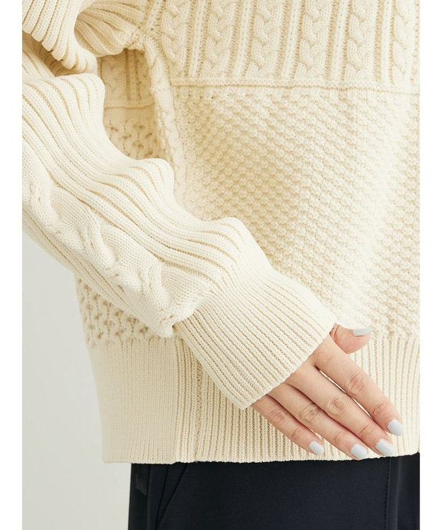 Green Parks ＫＢＦ　２ＷＡＹパッチワークニットカーディガン Off White