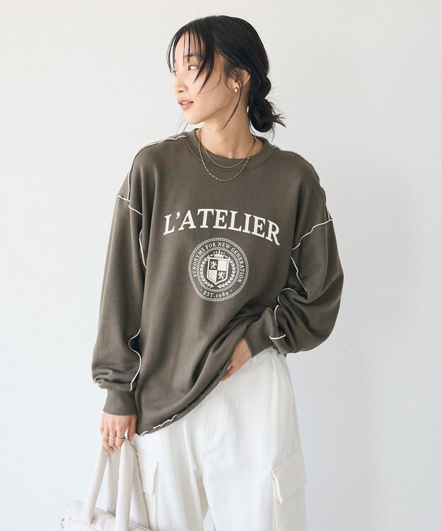 CRAFT STANDARD BOUTIQUE 配色ロゴメロープルオーバー Khaki