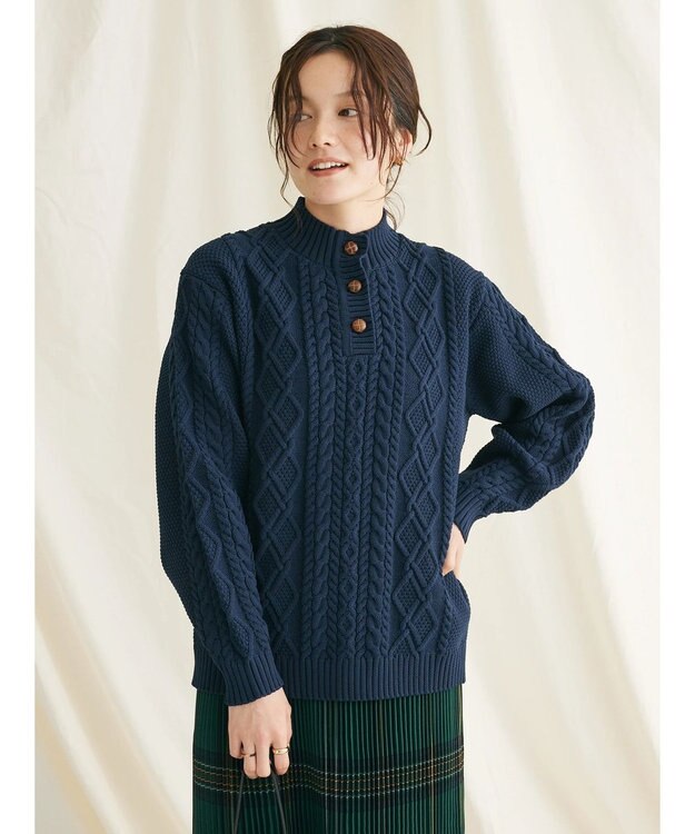 CRAFT STANDARD BOUTIQUE リサイクルポリエステルヘンリーネックプルオーバー Navy