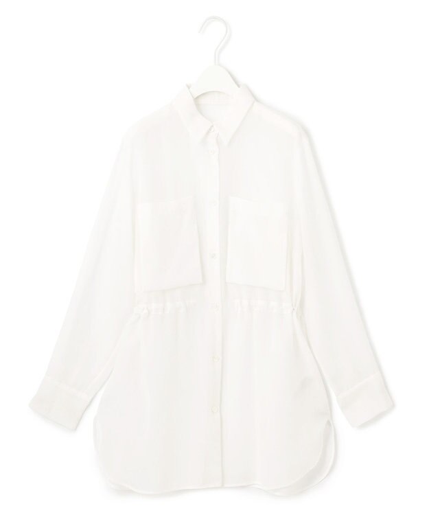 ICB L 【洗える】 PlaXシアーオーガンジー シャツ オフホワイト系