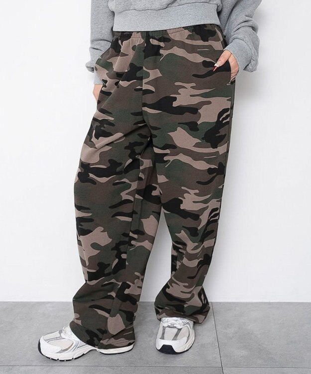 WEGO 【ウエストゴム/XSSMサイズ展開】スウェットワイドパンツ 柄1