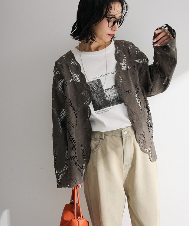 Green Parks レースカーディガン Gray