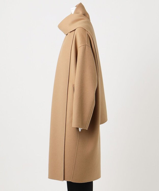 23区 L 【エステータ】ウールリバー ストールデザイン コート キャメル系