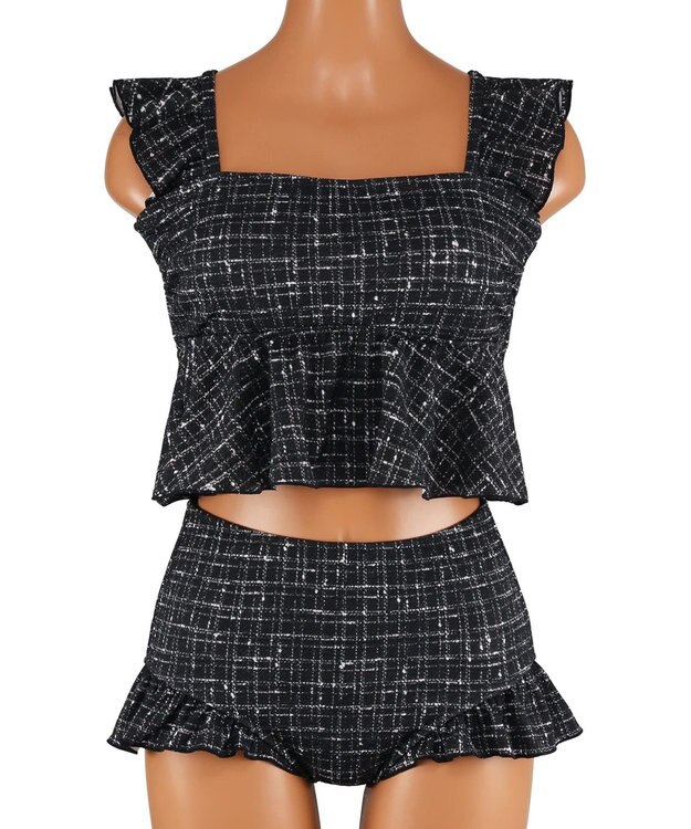 San-ai Resort（三愛水着楽園） フリルビスチェノンワイヤービキニ　9M　【San-ai Resort（サンアイリゾート）】 ブラック