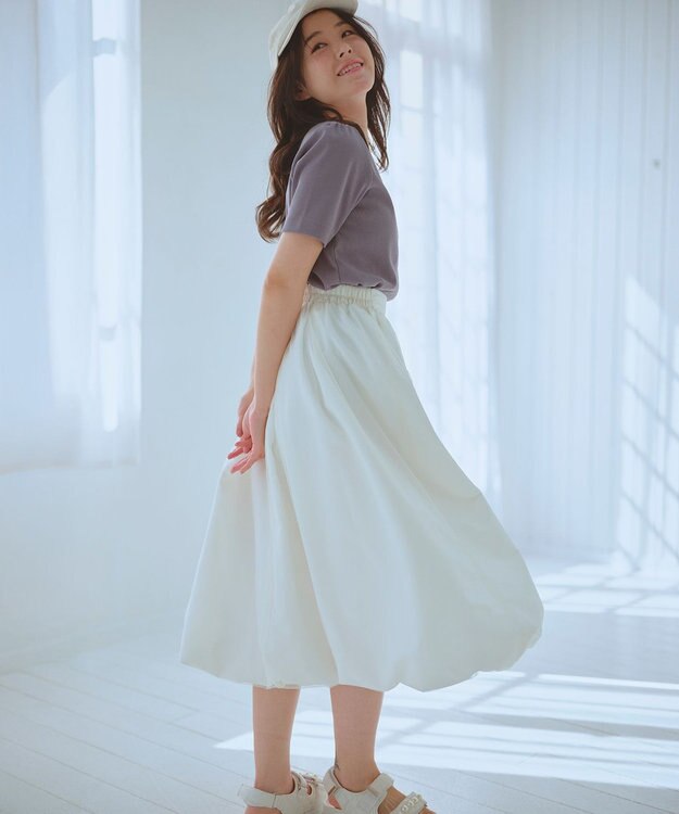 Feroux チュールレイヤード バルーンスカート ホワイト系