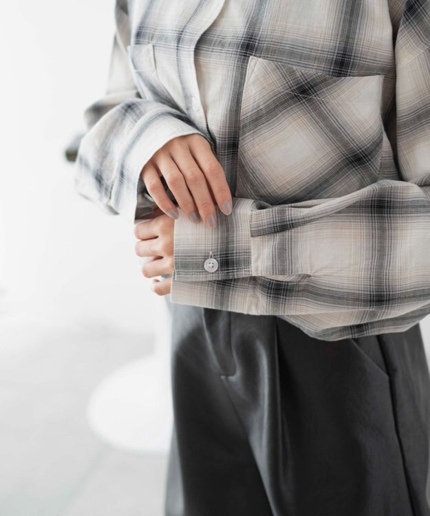 WEGO オンブレチェックショートシャツ ホワイトチェック1