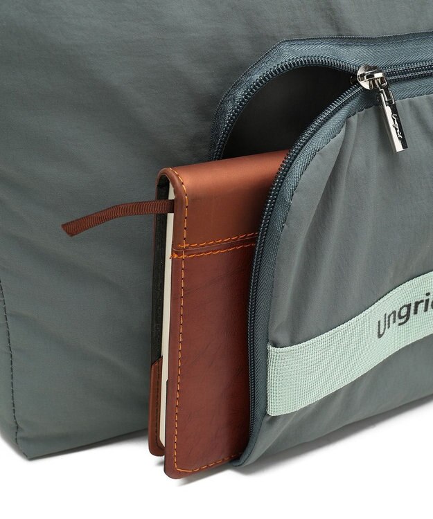 style code 【Ungrid/アングリッド】撥水軽量ソフトナイロン ロゴテープ折り畳みラージ　トラベルボストンバッグ(33L） ミント