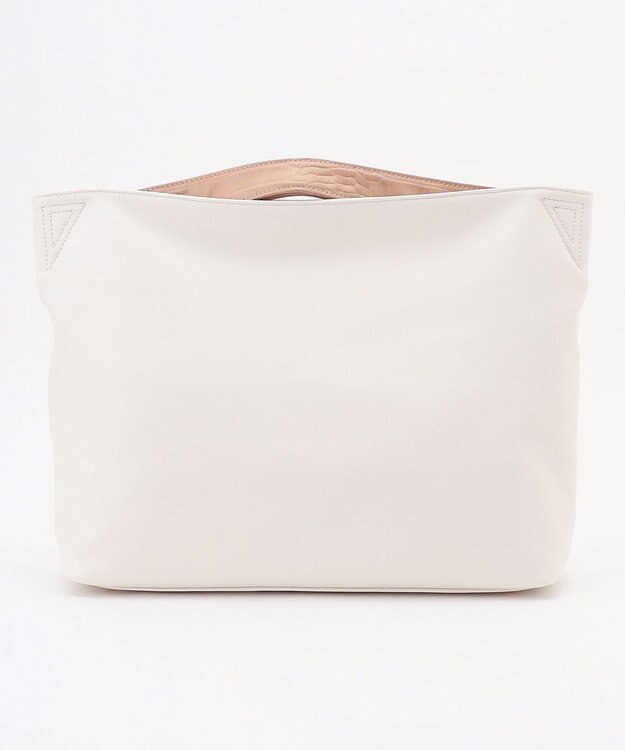 自由区 型押しクロコハンドルトート バック アイボリー系