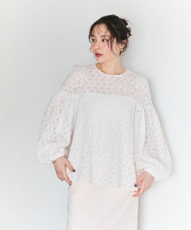 #Newans 【洗える】フィラッフィギャザースリーブブラウス ホワイト