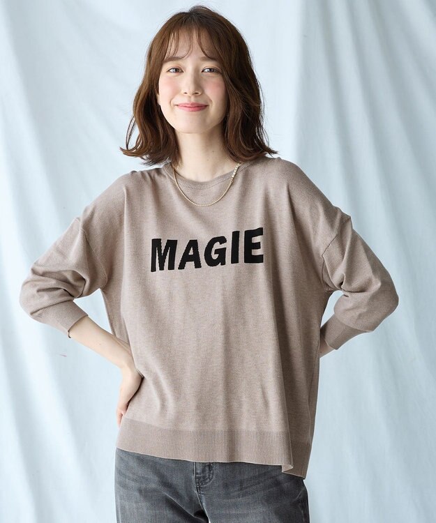 ANY L 【洗濯機可】インターシャロゴニット モカ