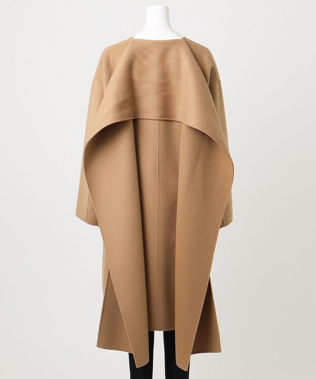 23区 L 【エステータ】ウールリバー ストールデザイン コート キャメル系