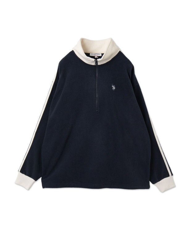 WEGO 【ユニセックス着用ITEM】USPOLOフリースハーフジッププルオーバー ネイビー