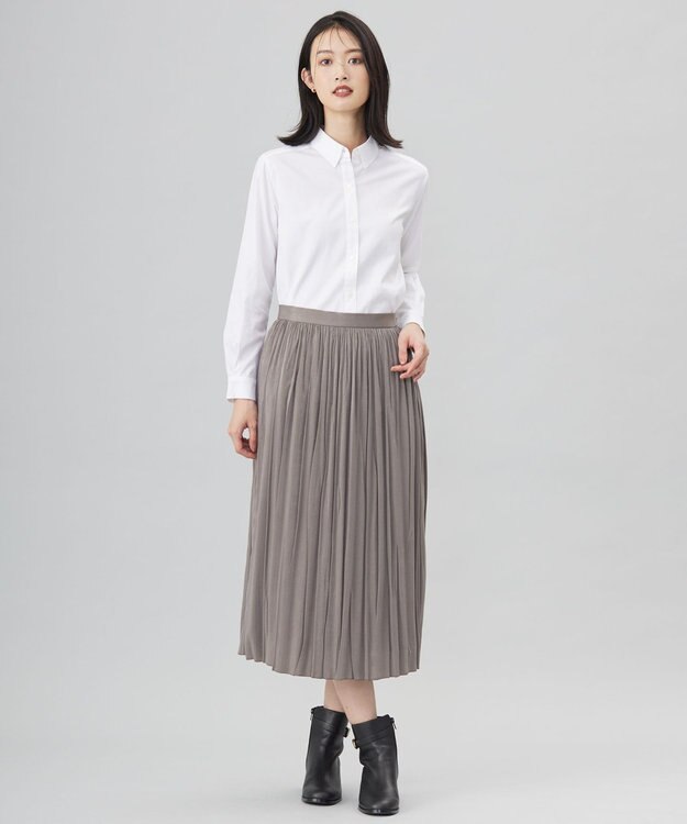 J.PRESS LADIES L 【洗える】マロンサテン ランダムプリーツ スカート ブラウン系