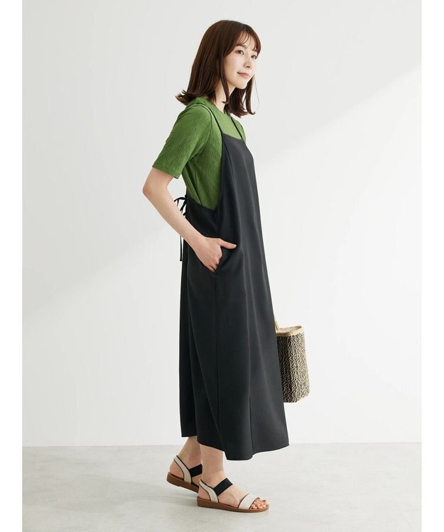 Green Parks 接触冷感　Ｉラインキャミワンピース Black