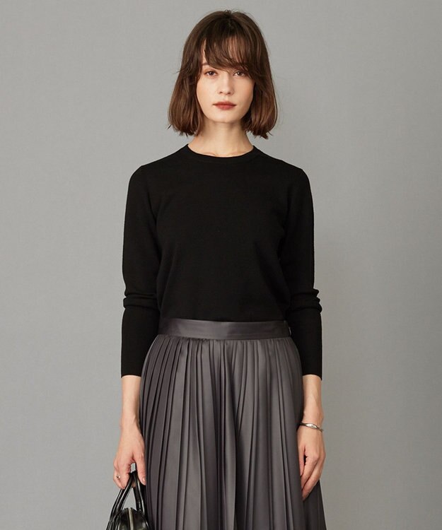 ICB 【洗える】エクストラファインメリノ クルーネックプルオーバー ブラック系